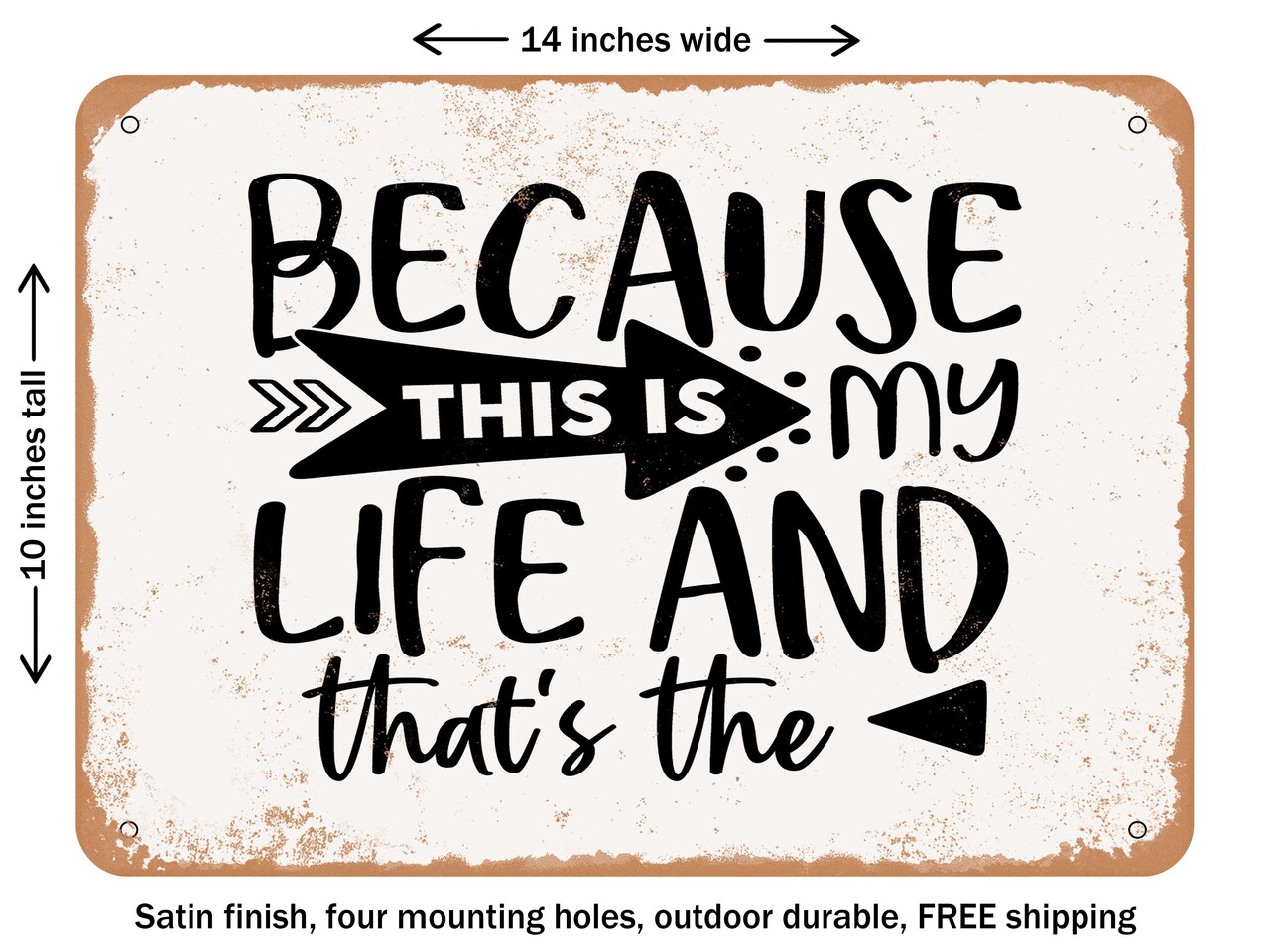 DECORATIVE METAL SIGN - Because This is My Life and That's the - Vintage Rusty Look